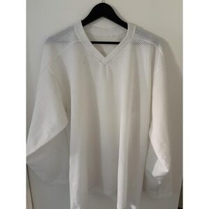 Vtg 90s Zubaz CAHA Hockey Jersey Large White Blank Mesh Practice Cooper Canada